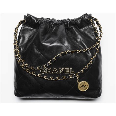 Chanel 22 small handbag, Shiny grained calfskin, enamel & gold 